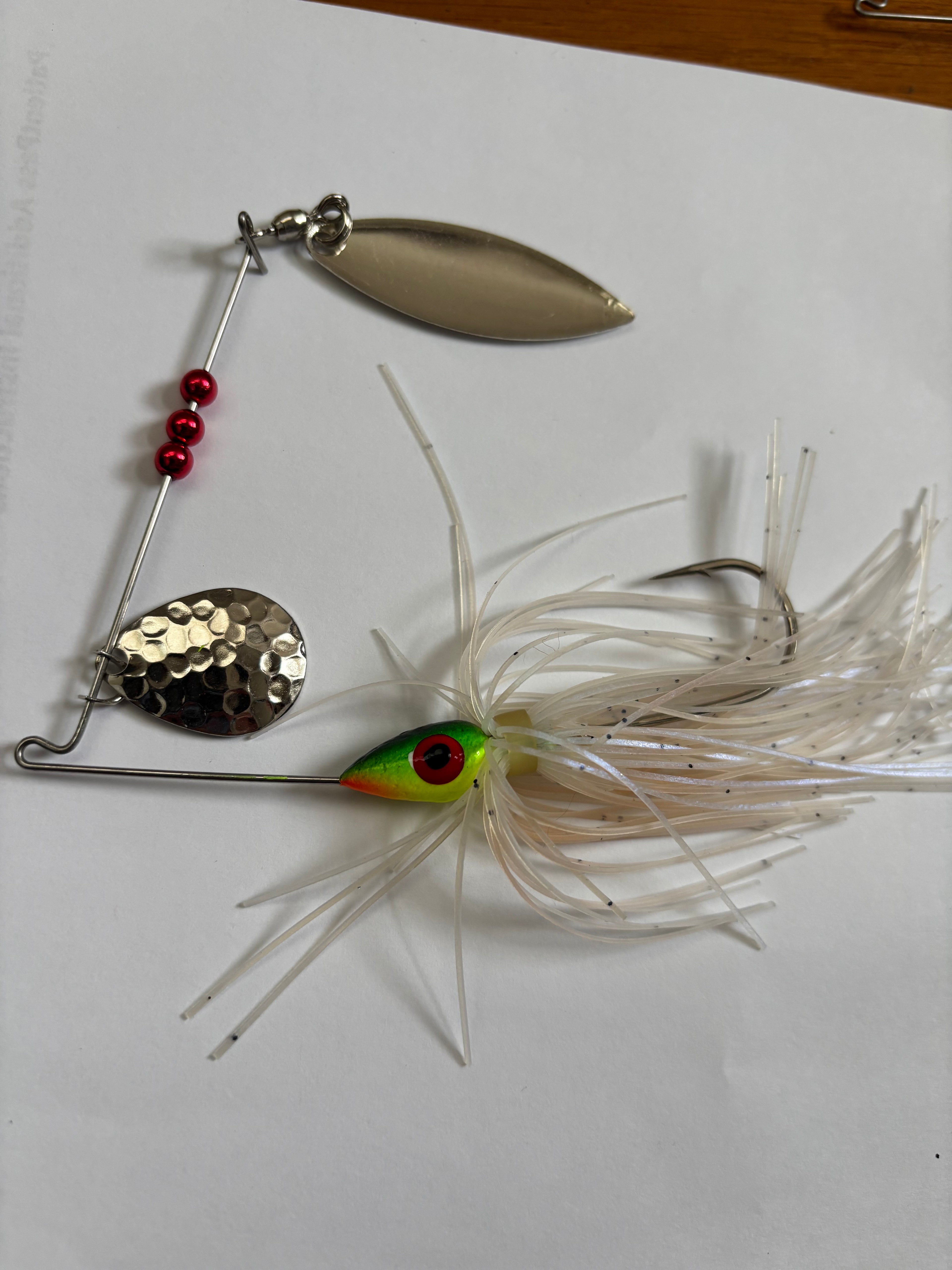 Firetiger Bass Spinner (with shiny white skirt)