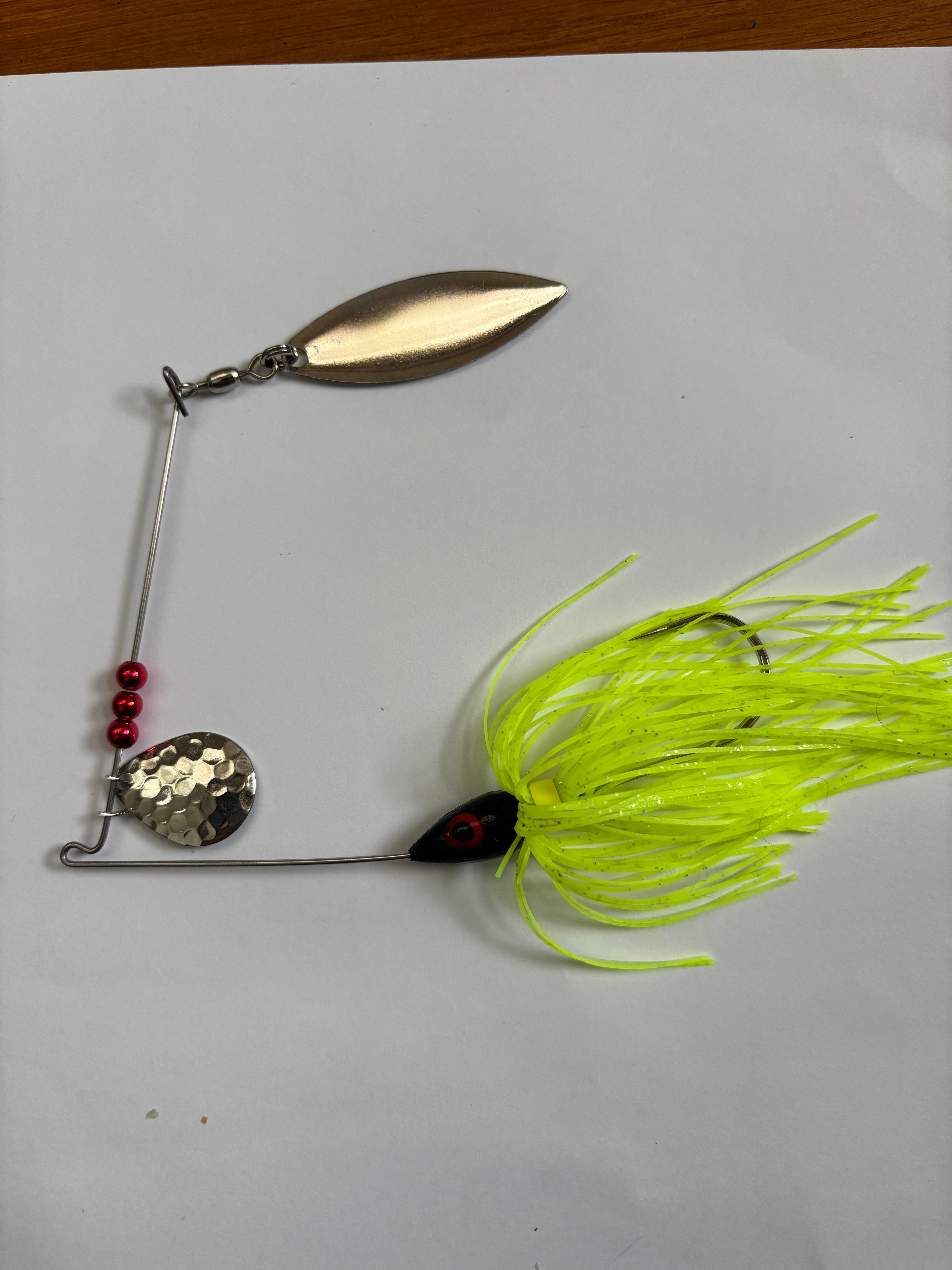 Black Bass Spinner (with chartreuse skirt)