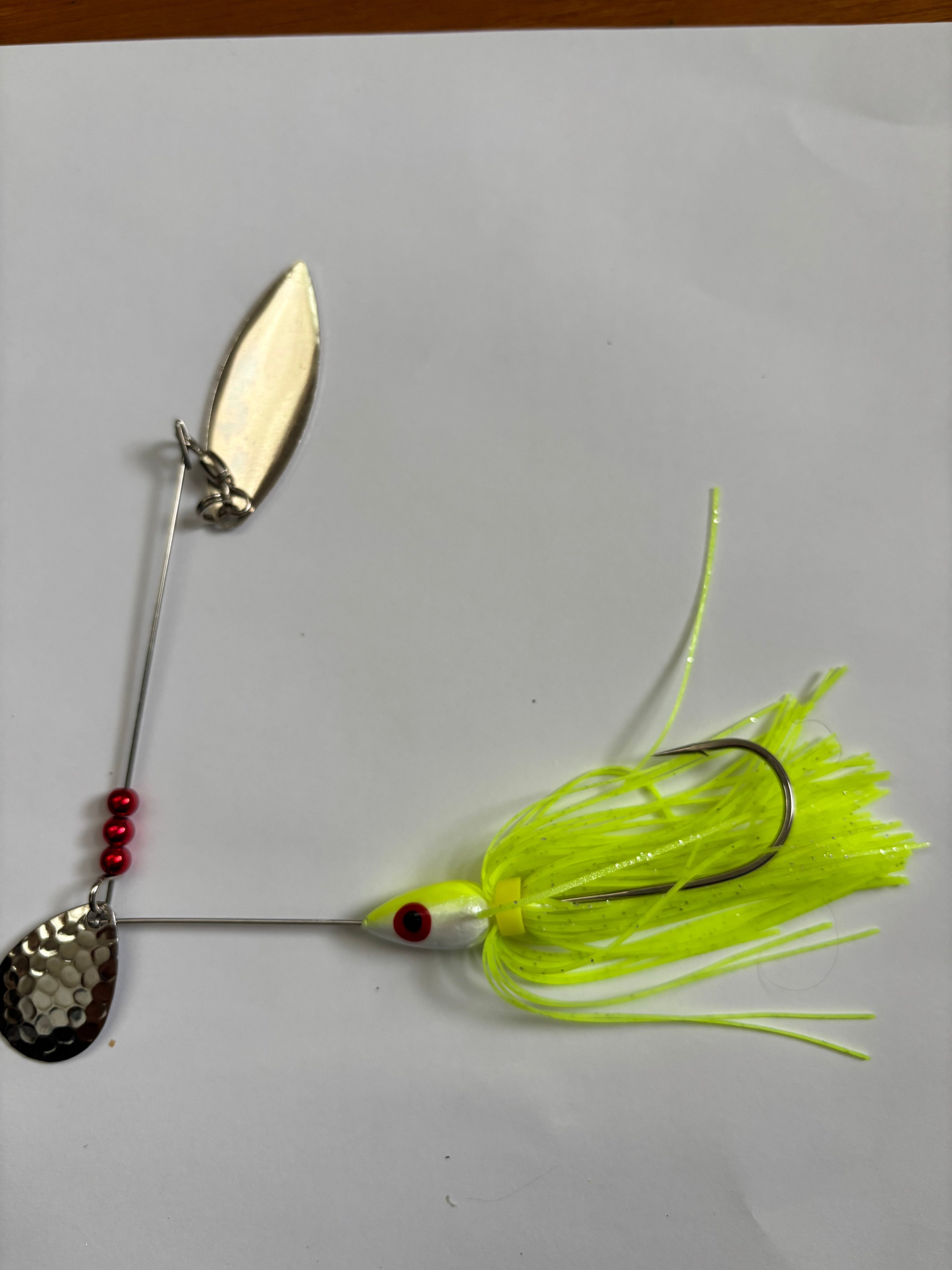 Chartreuse & White Bass Spinner (with chartreuse skirt)