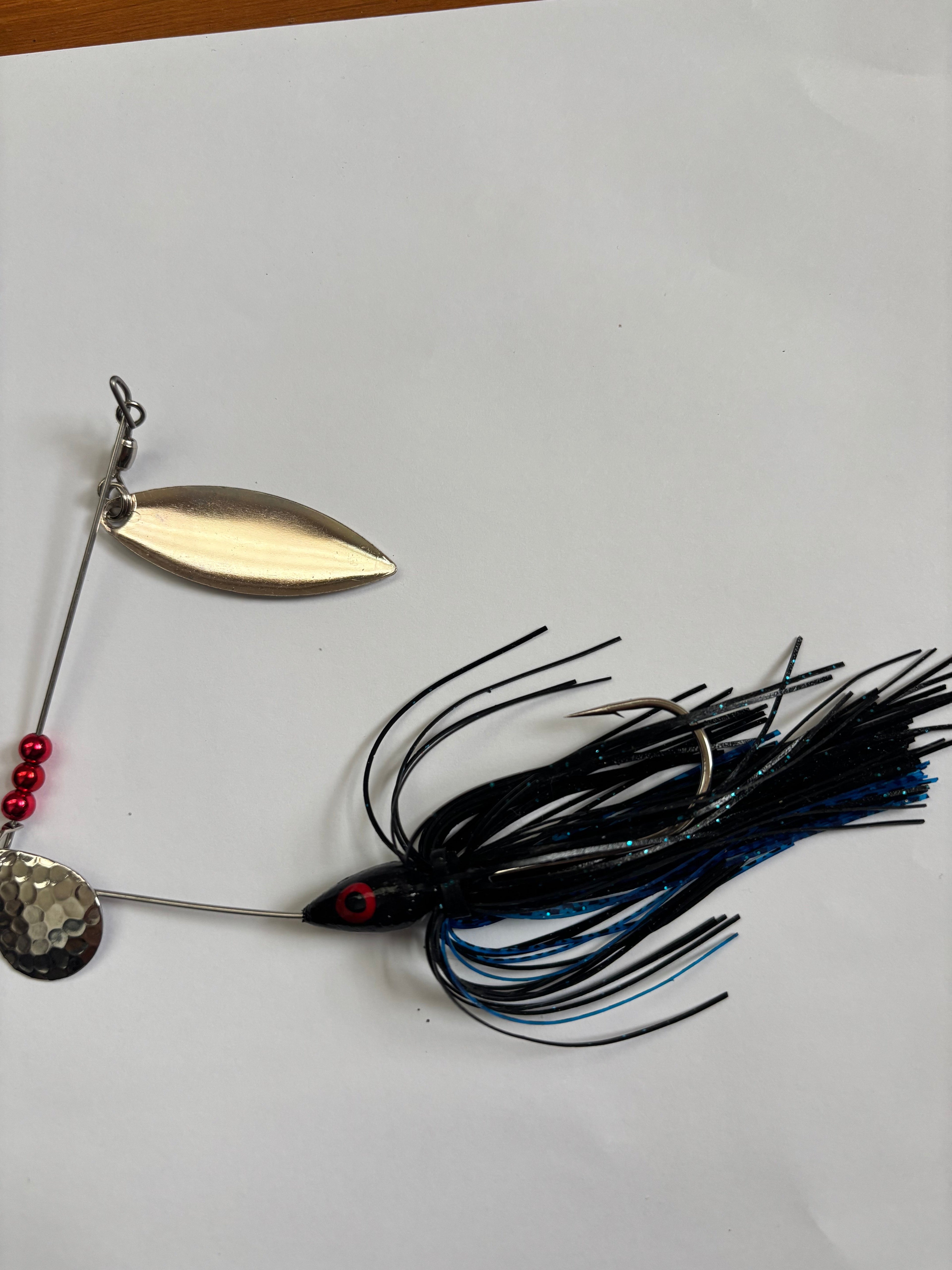 Black Bass Spinner (with Black and Blue Skirt)