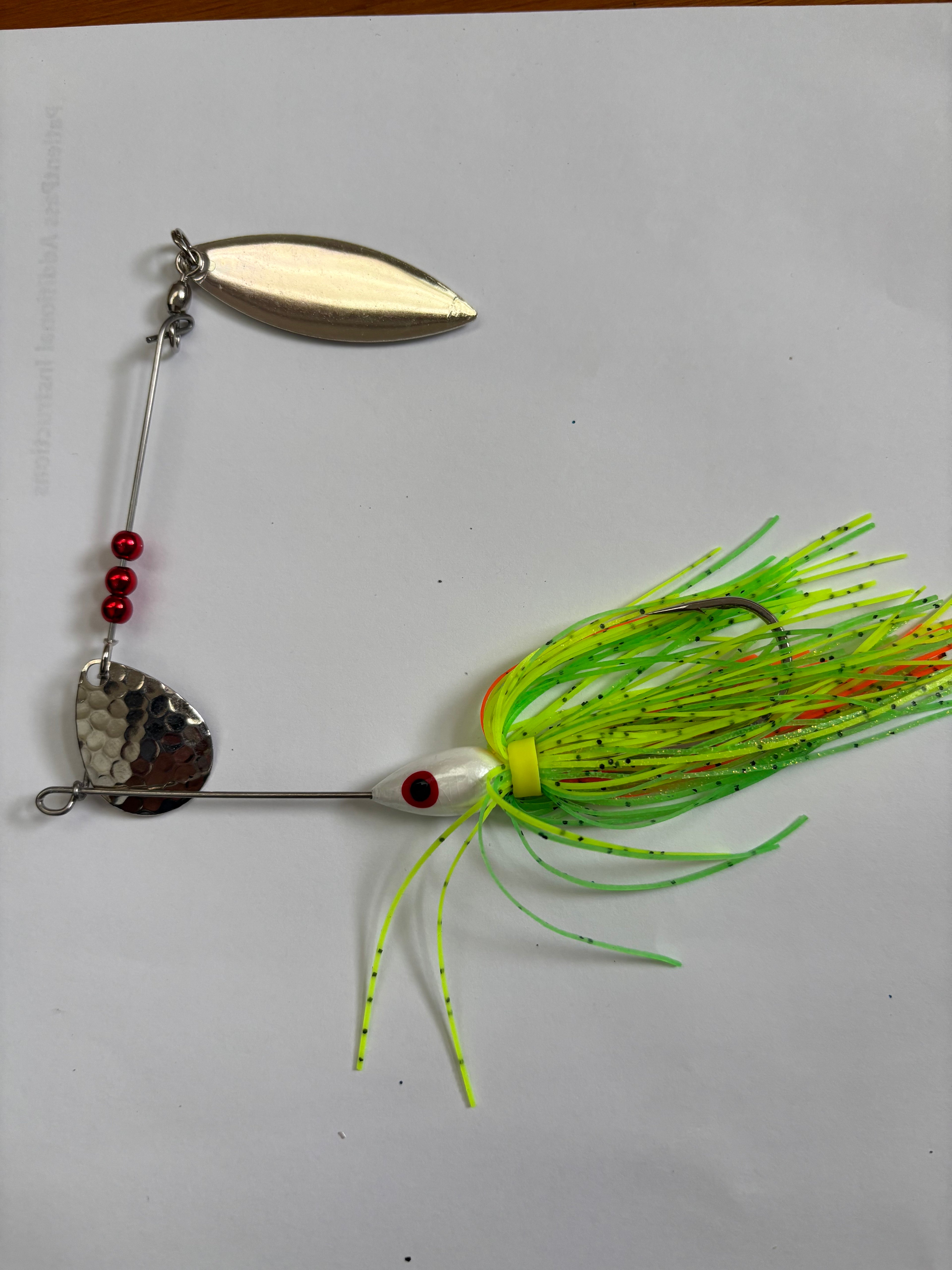White Bass Spinner (with firetiger skirt)