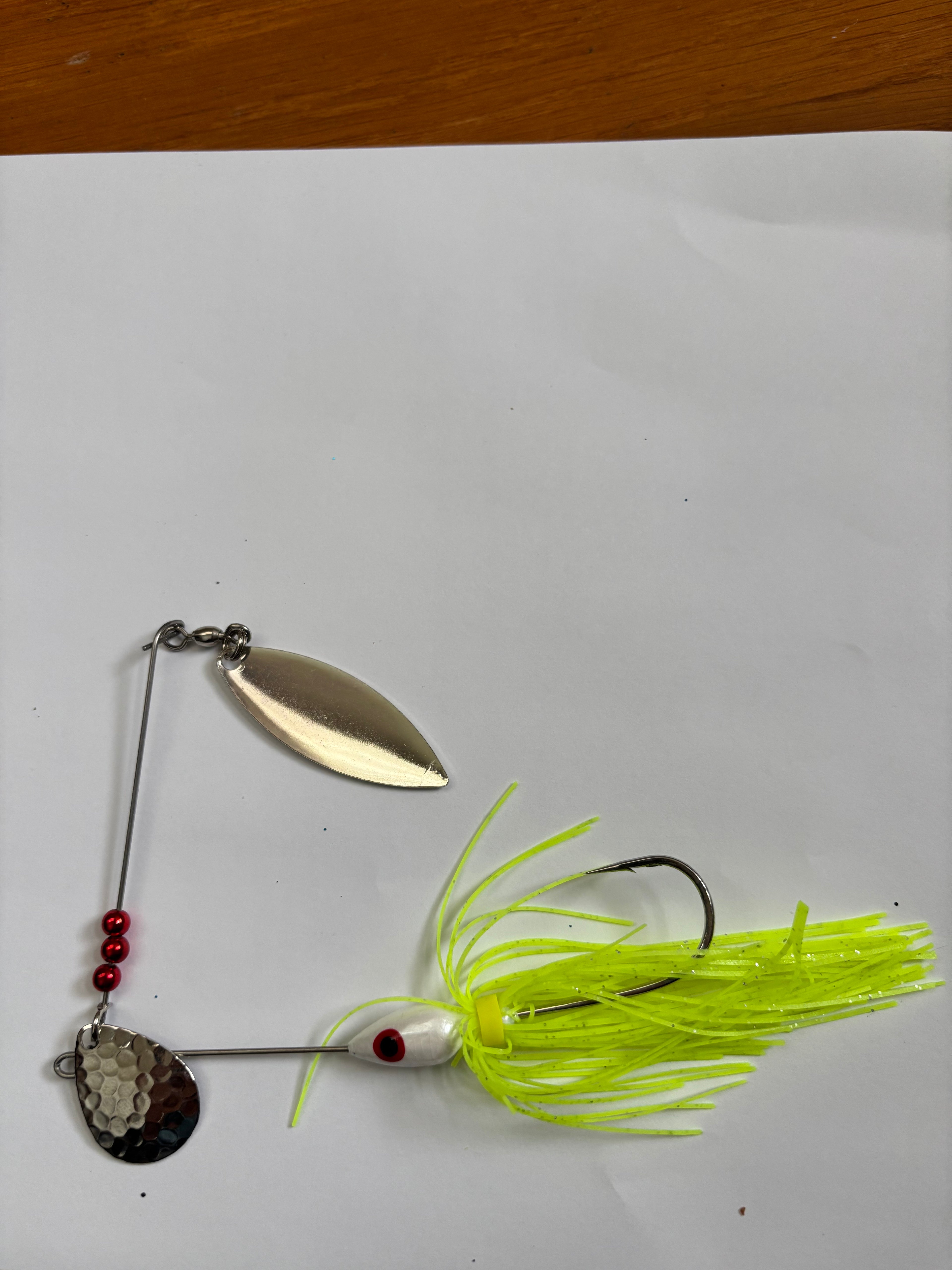 White Bass Spinner (with chartreuse skirt)