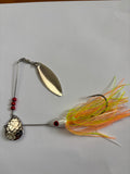 White Bass Spinner (with Sunkist skirt)
