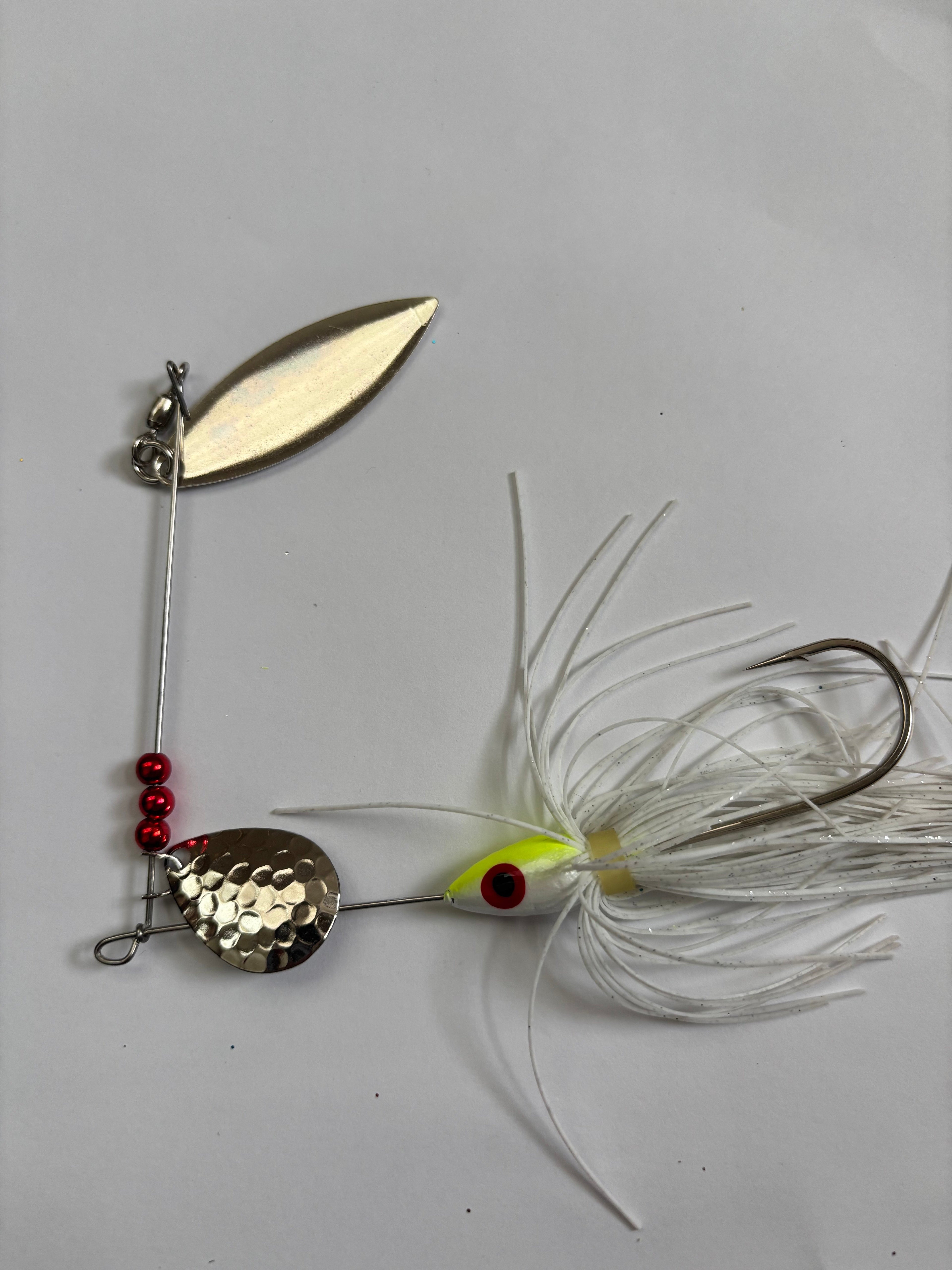 Chartreuse & White Bass Spinner (with white skirt)