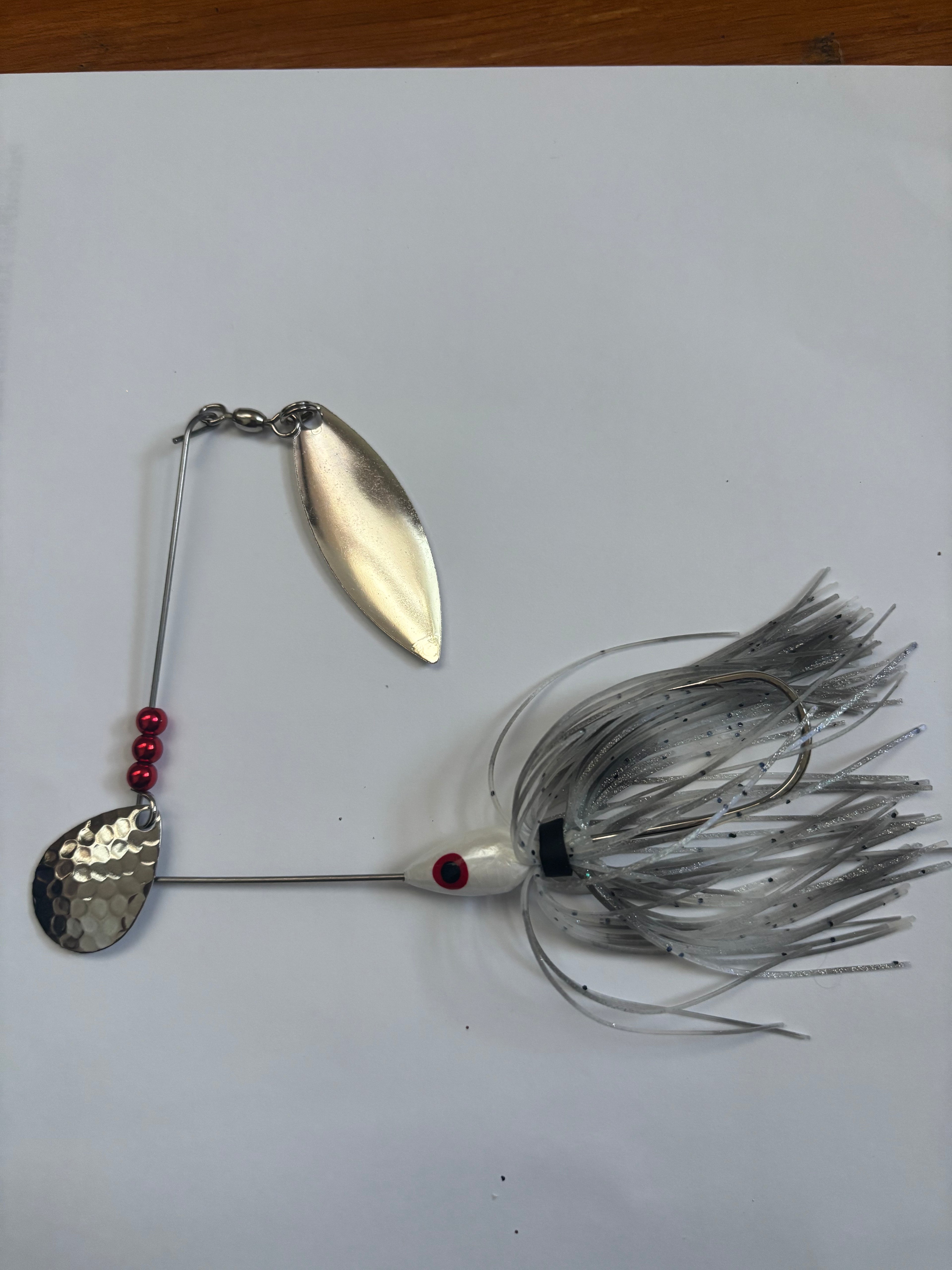 White Bass Spinner (with silver skirt)