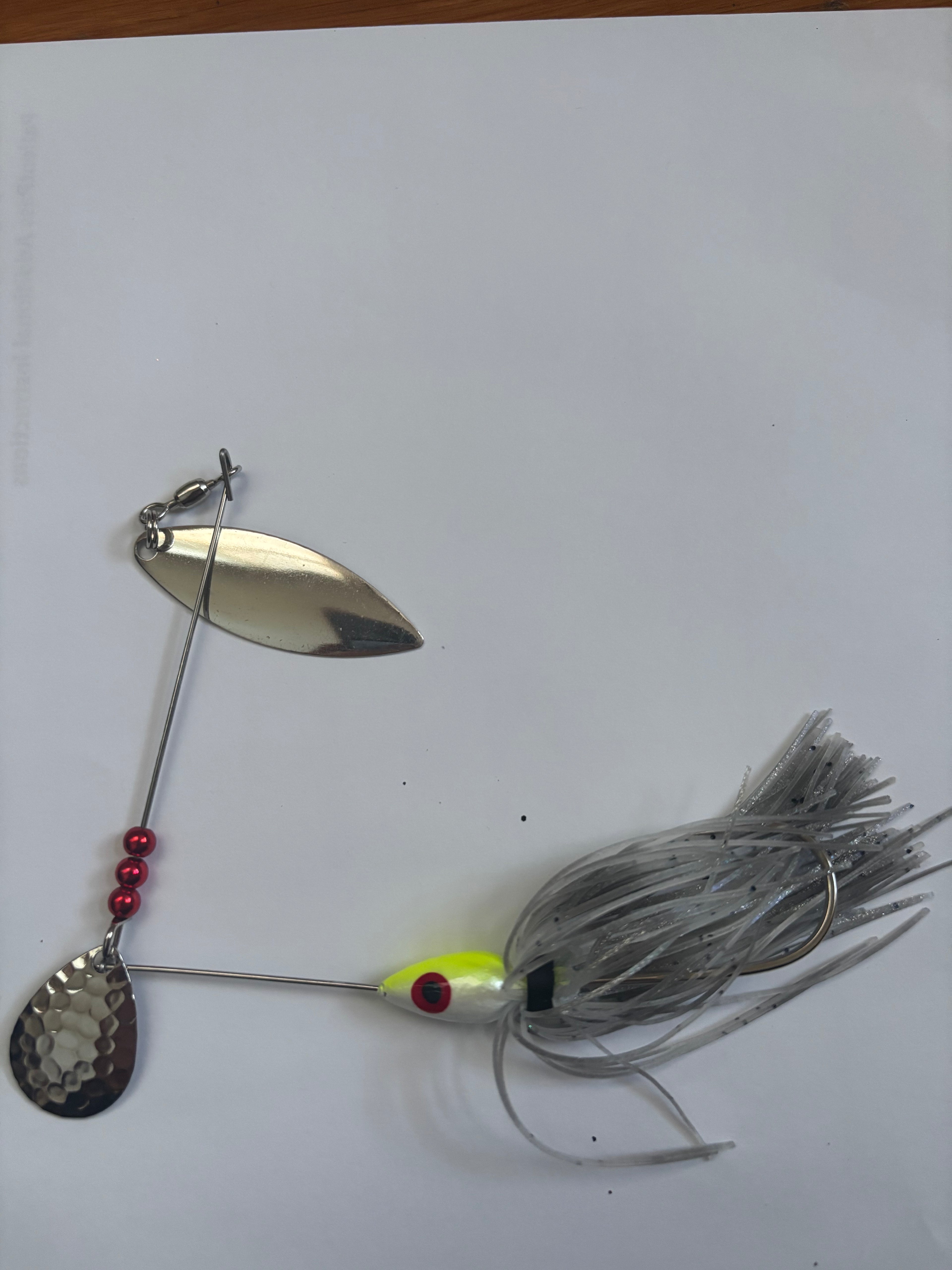 Chartreuse & White Bass Spinner (with silver skirt)