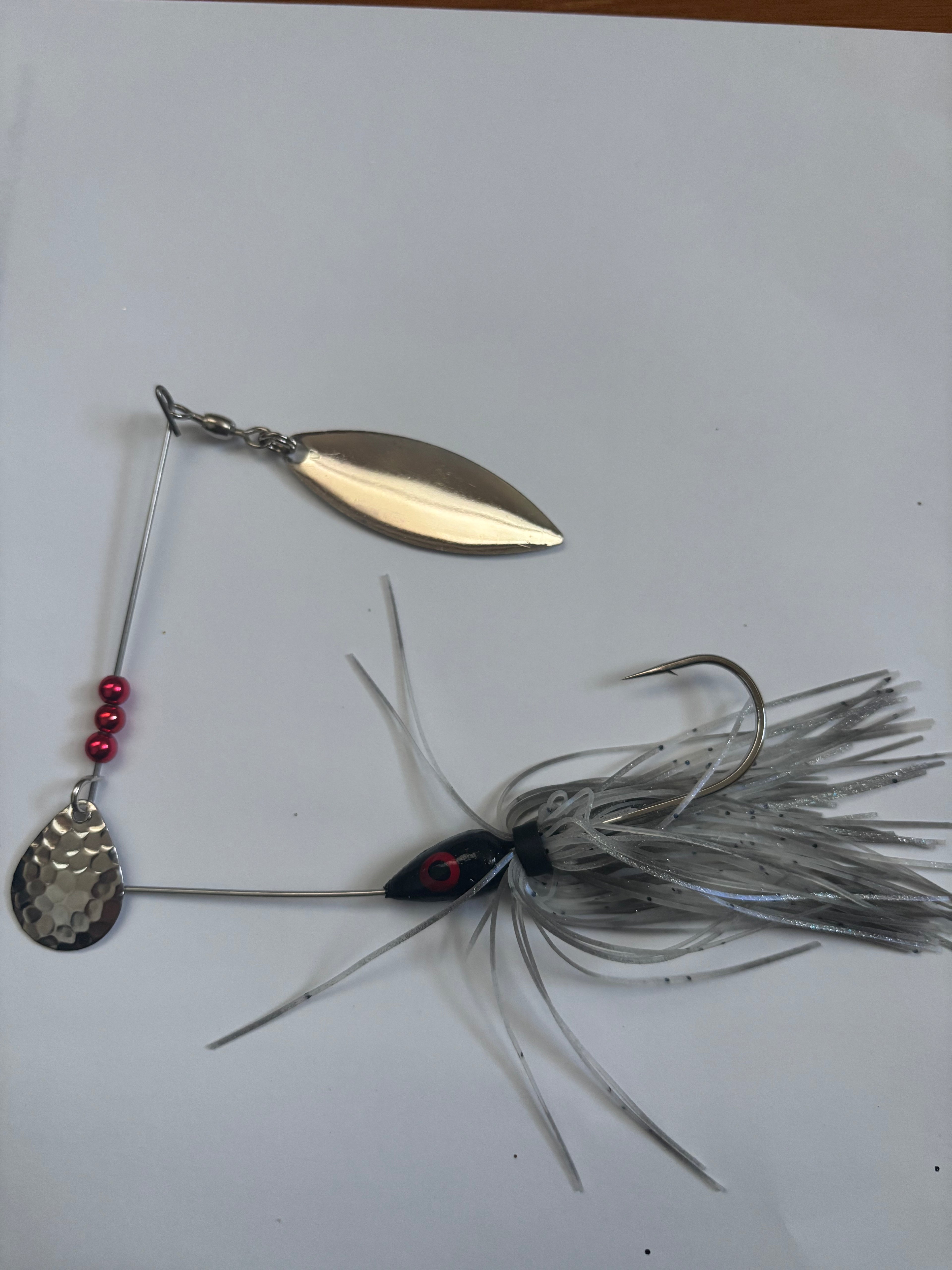Black Bass Spinner (with silver skirt)