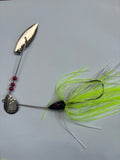 Black Bass Spinner (with chartreuse and white skirt)